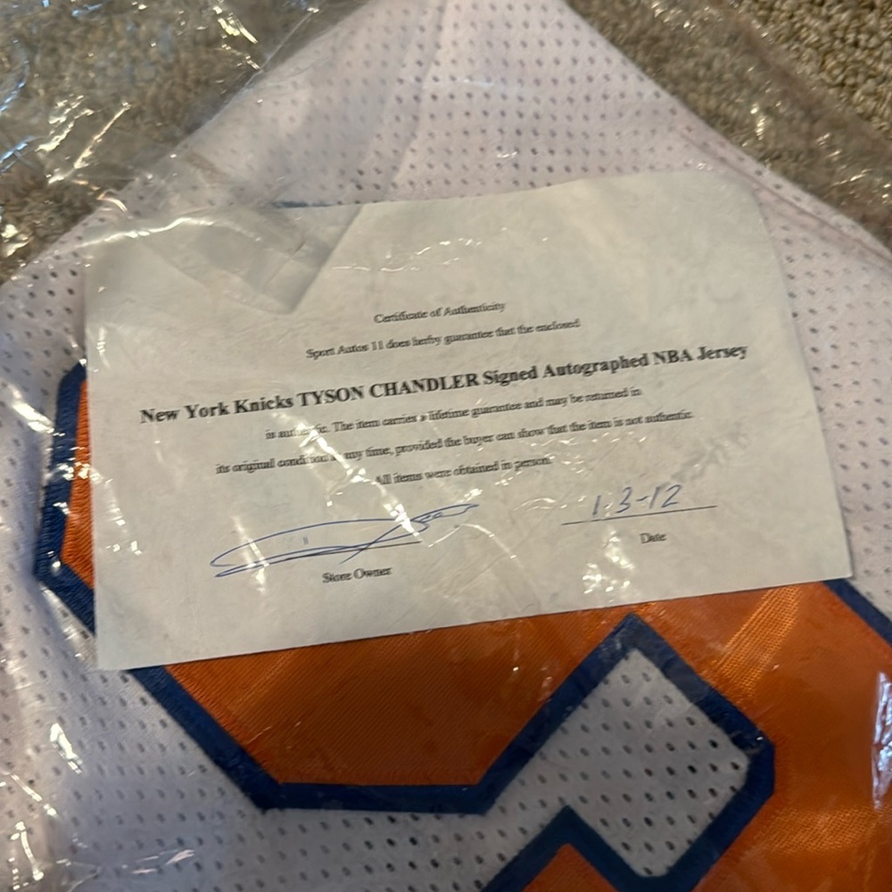 New York Knicks Tyson Chandler Signed Autographed NBA Jersey M